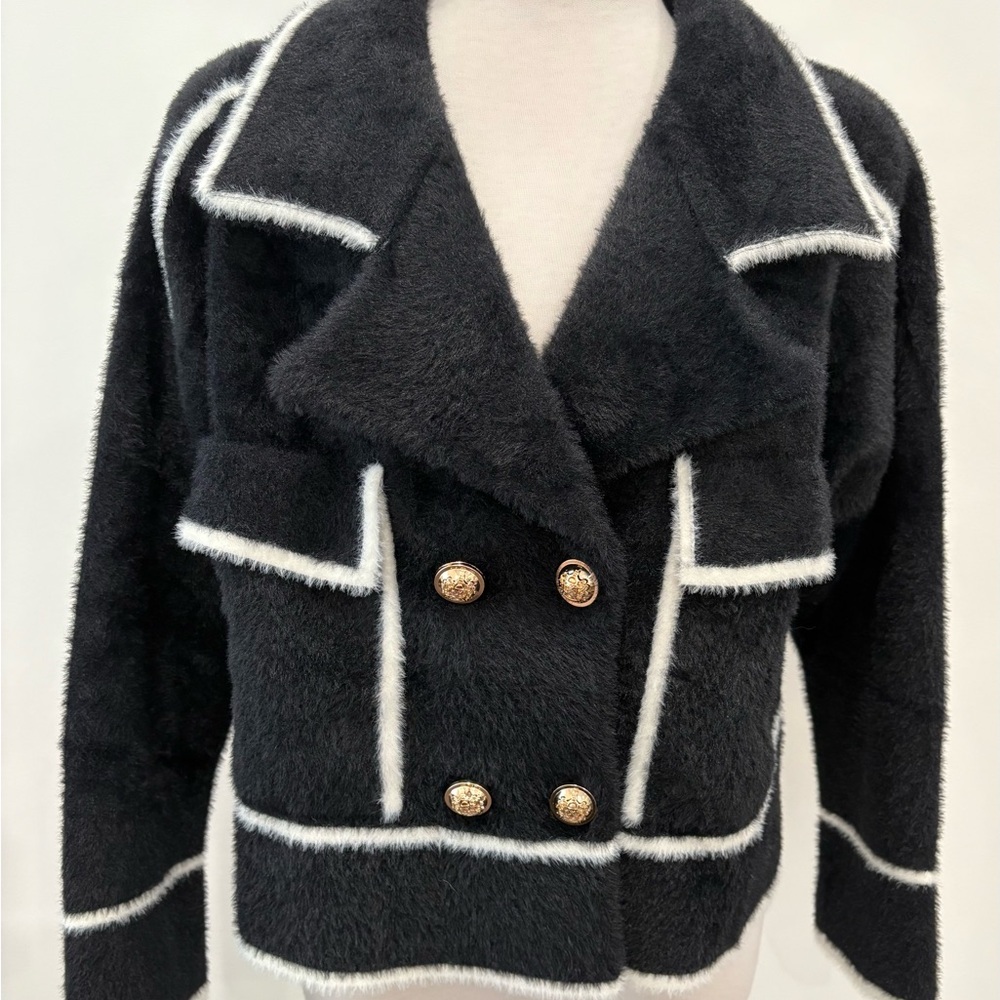 🖤 Urban Revivo Sherpa Jacket | Black & White | Size S 🖤 NWT - Picture 3 of 10